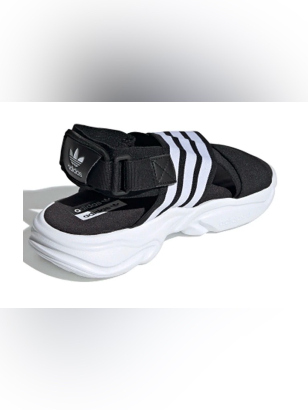 adidas Magmur Black and White Sport Slide with Three Stripes - Picture 3 of 8